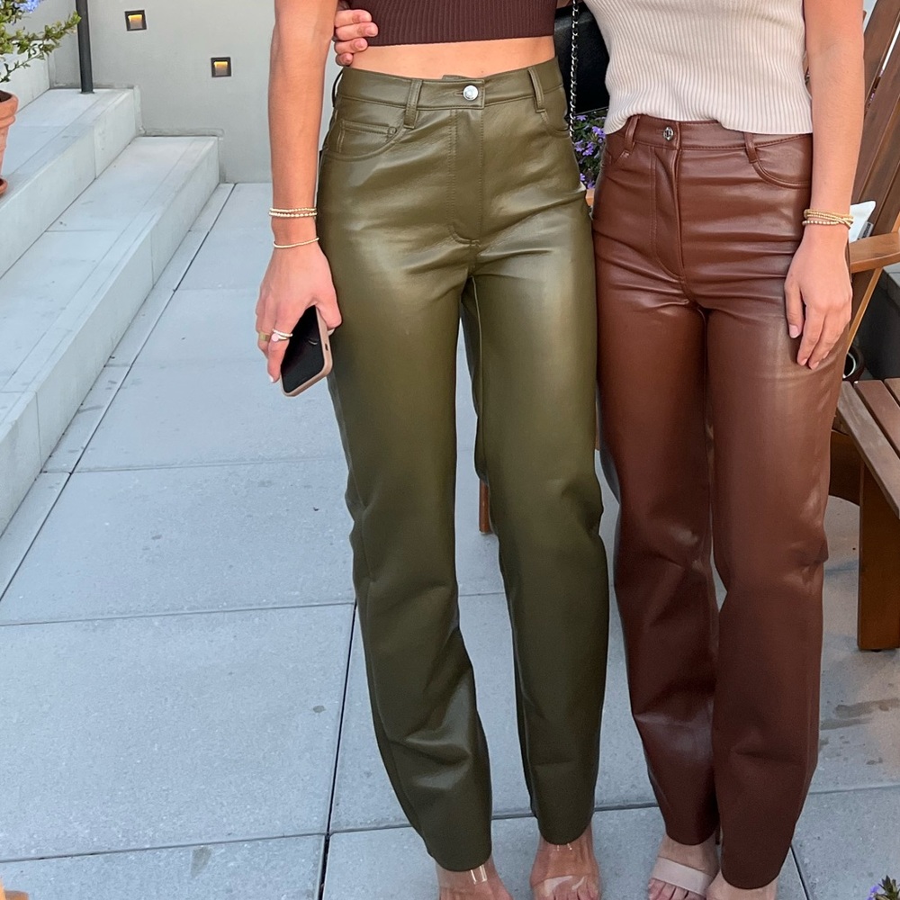 Wilfred Melina Leather Pants Olive Green Size 2